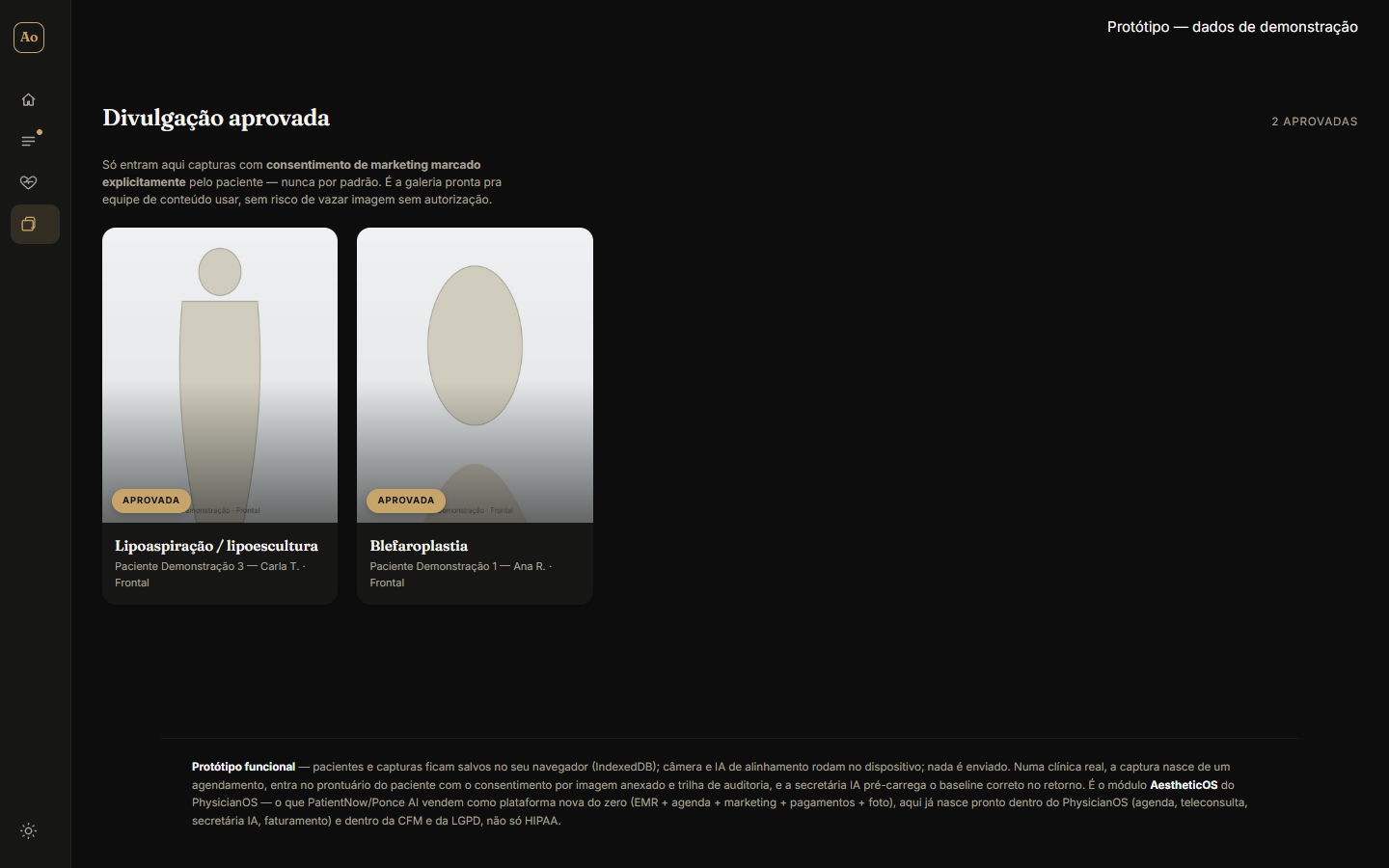 Galeria de divulgação aprovada com apenas imagens com consentimento de marketing explícito